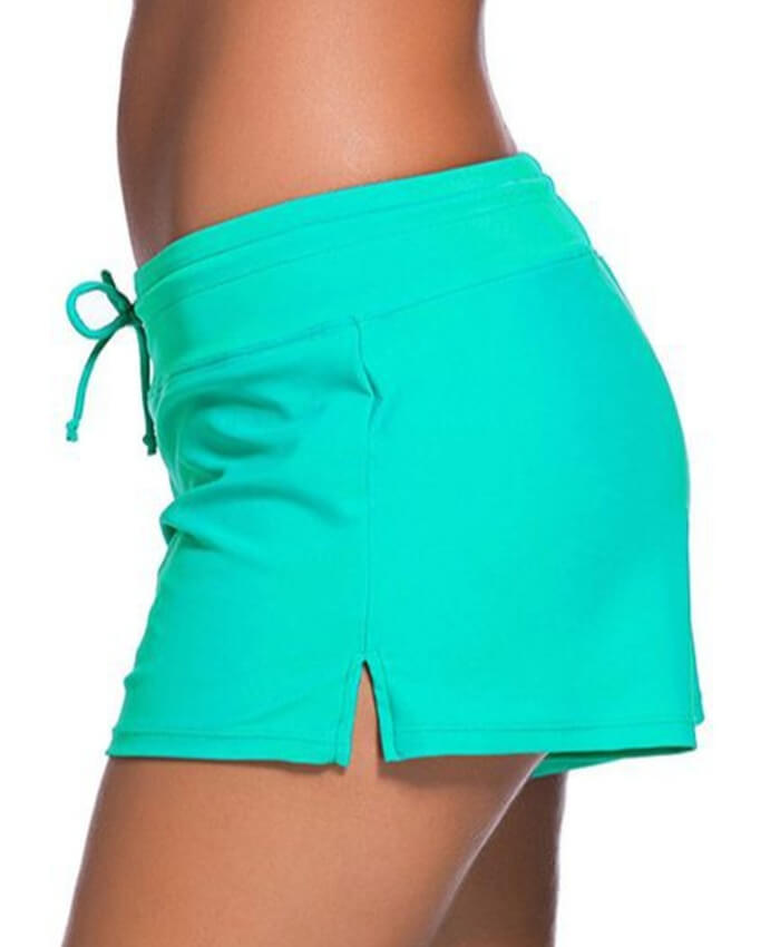Solid Cyan Charmleaks Woman Board Swimwear Shorts
